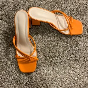 Orange strappy heels!